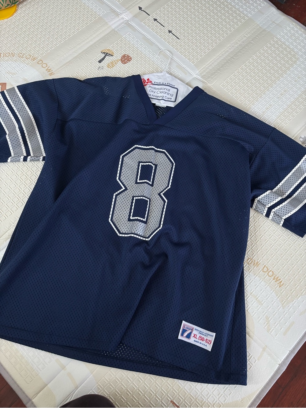 LOGO 7 Aikman Navy Athletic Mesh Jersey with Silver Accents